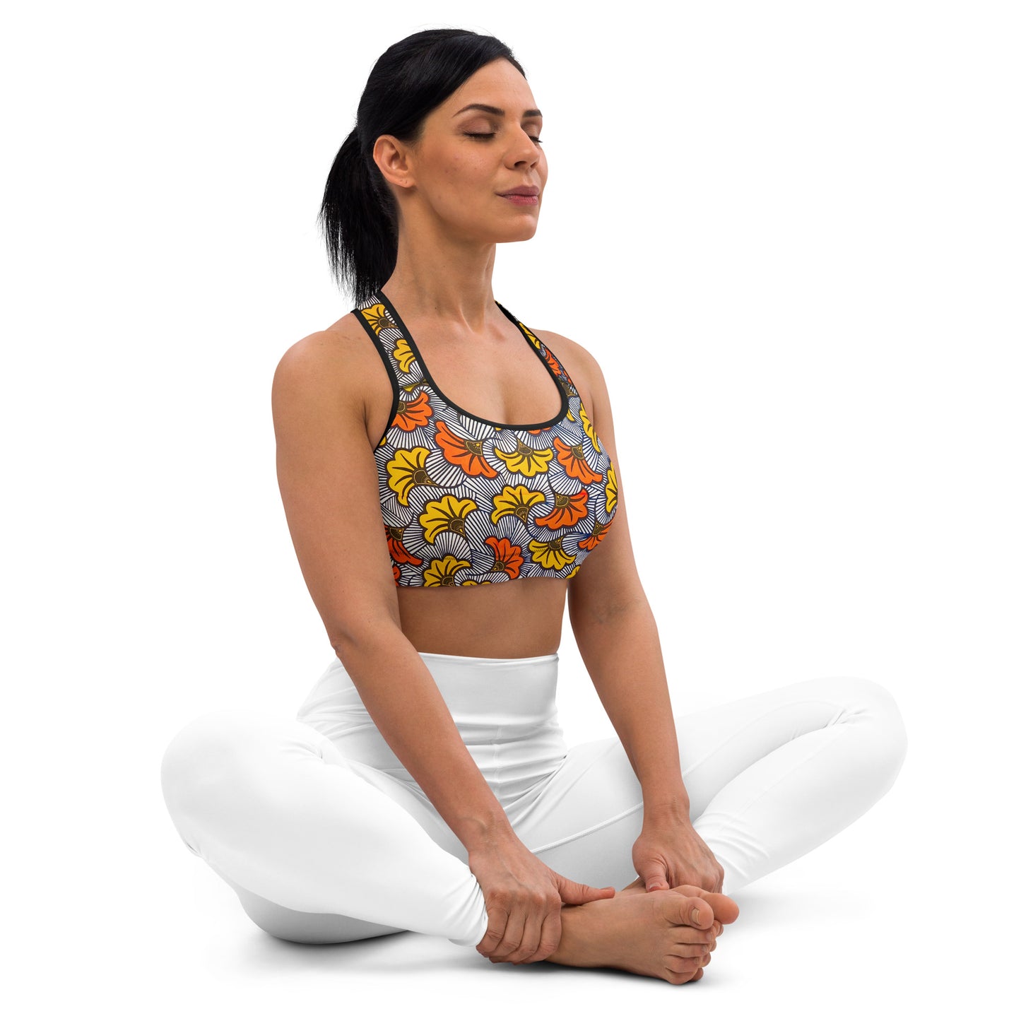 Adun Bloom Print Racerback Sports Bra - Moisture-Wicking Performance