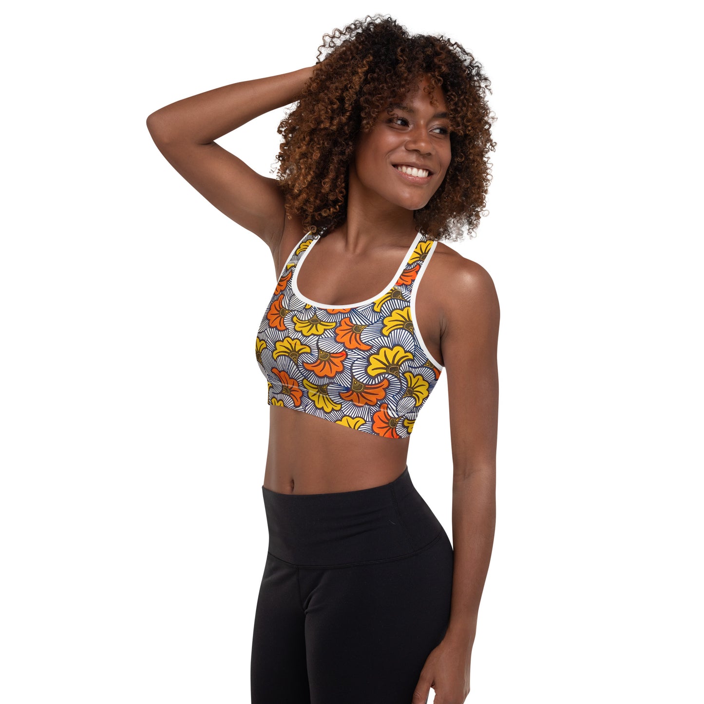 Adun Bloom Print Racerback Sports Bra - Moisture-Wicking Performance