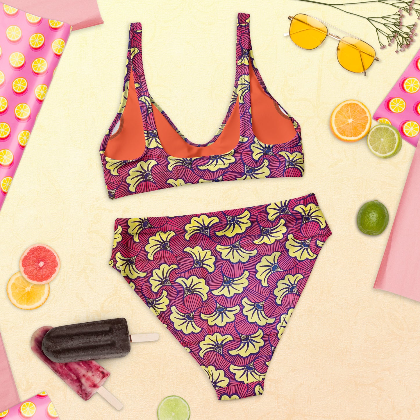 Fleur Bloom High-Waist Bikini - Recycled UPF 50+ Performance Swimwear