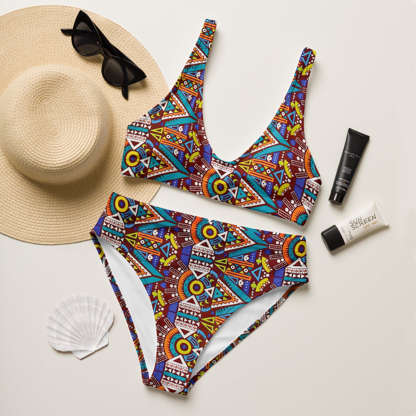 Odyssey Aztec High-Waist African Print Bikini