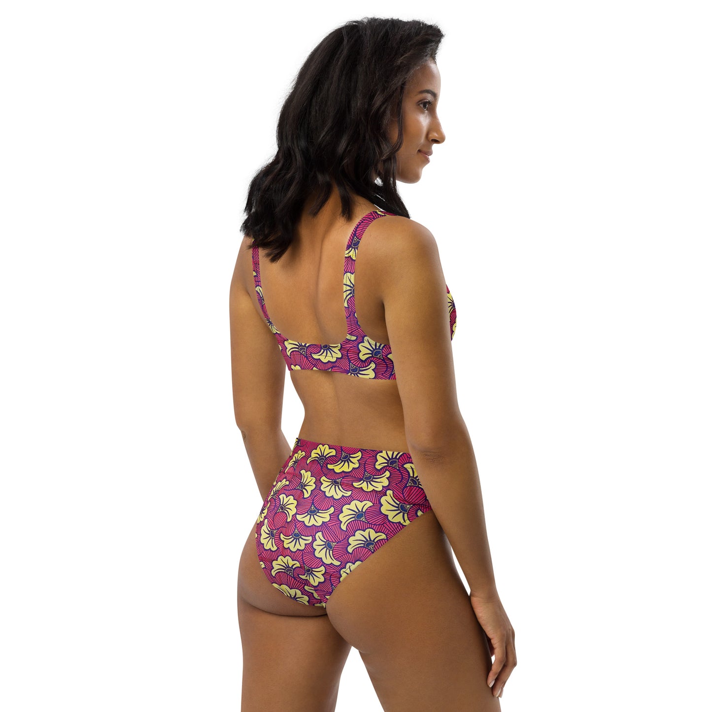 Fleur Bloom High-Waist Bikini - Recycled UPF 50+ Performance Swimwear