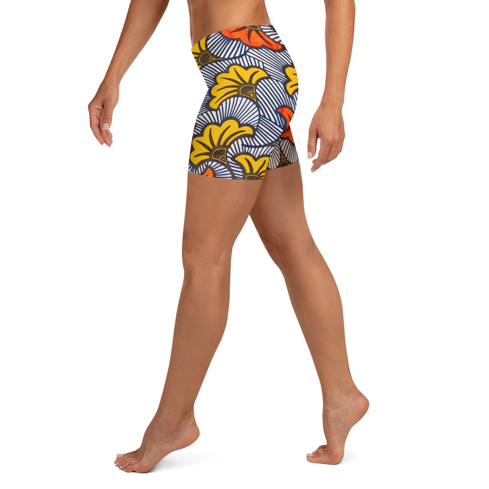 Side view of Adun ankara floral print Yoga athleisure Shorts