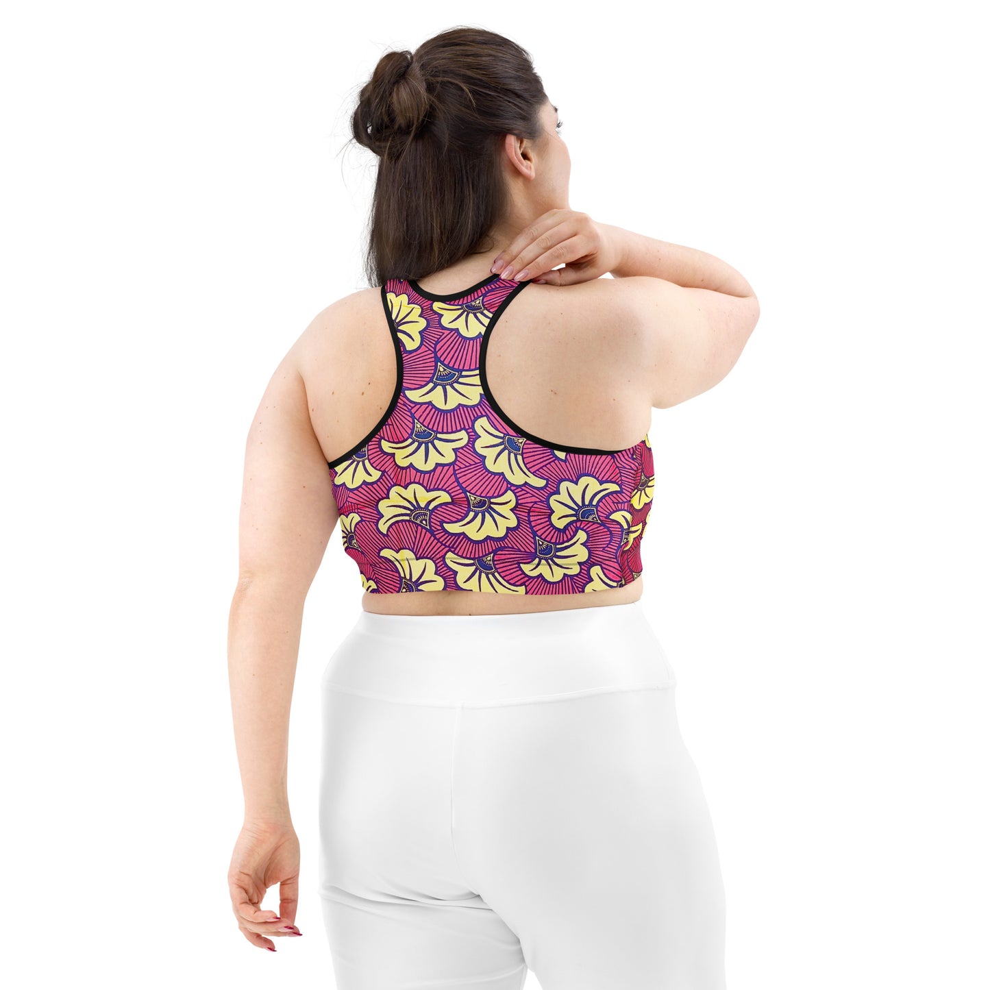 Fleur Bloom Racerback Sports Bra - Moisture-Wicking Performance Stretch