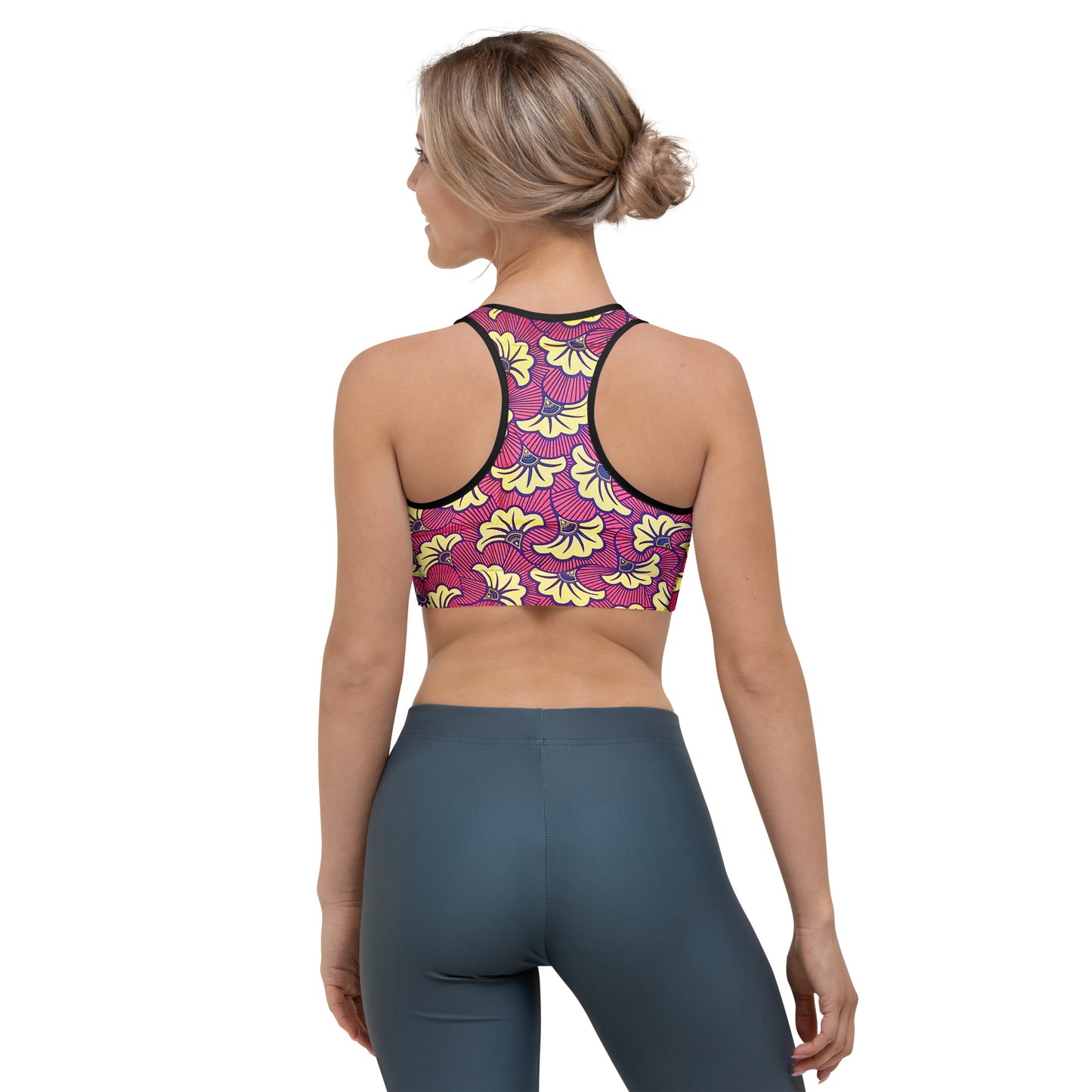 Fleur Bloom Racerback Sports Bra - Moisture-Wicking Performance Stretch