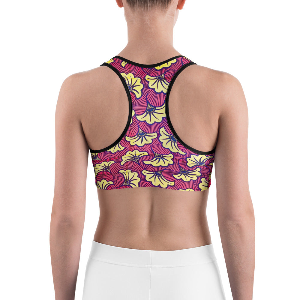 Fleur Bloom Racerback Sports Bra - Moisture-Wicking Performance Stretch