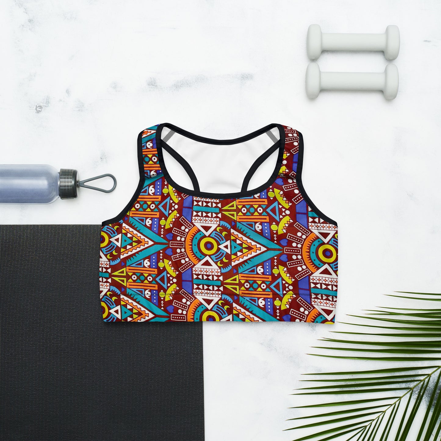 Odyssey Aztec Print Racerback Sports Bra - Moisture-Wicking Performance
