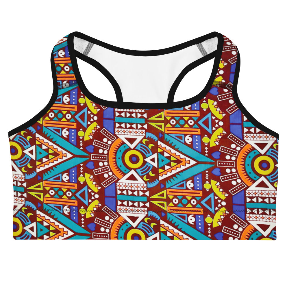 Odyssey Aztec Print Racerback Sports Bra - Moisture-Wicking Performance