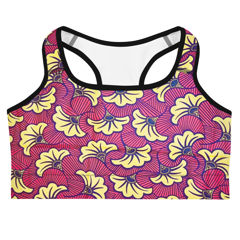 Fleur Bloom Racerback Sports Bra - Moisture-Wicking Performance Stretch