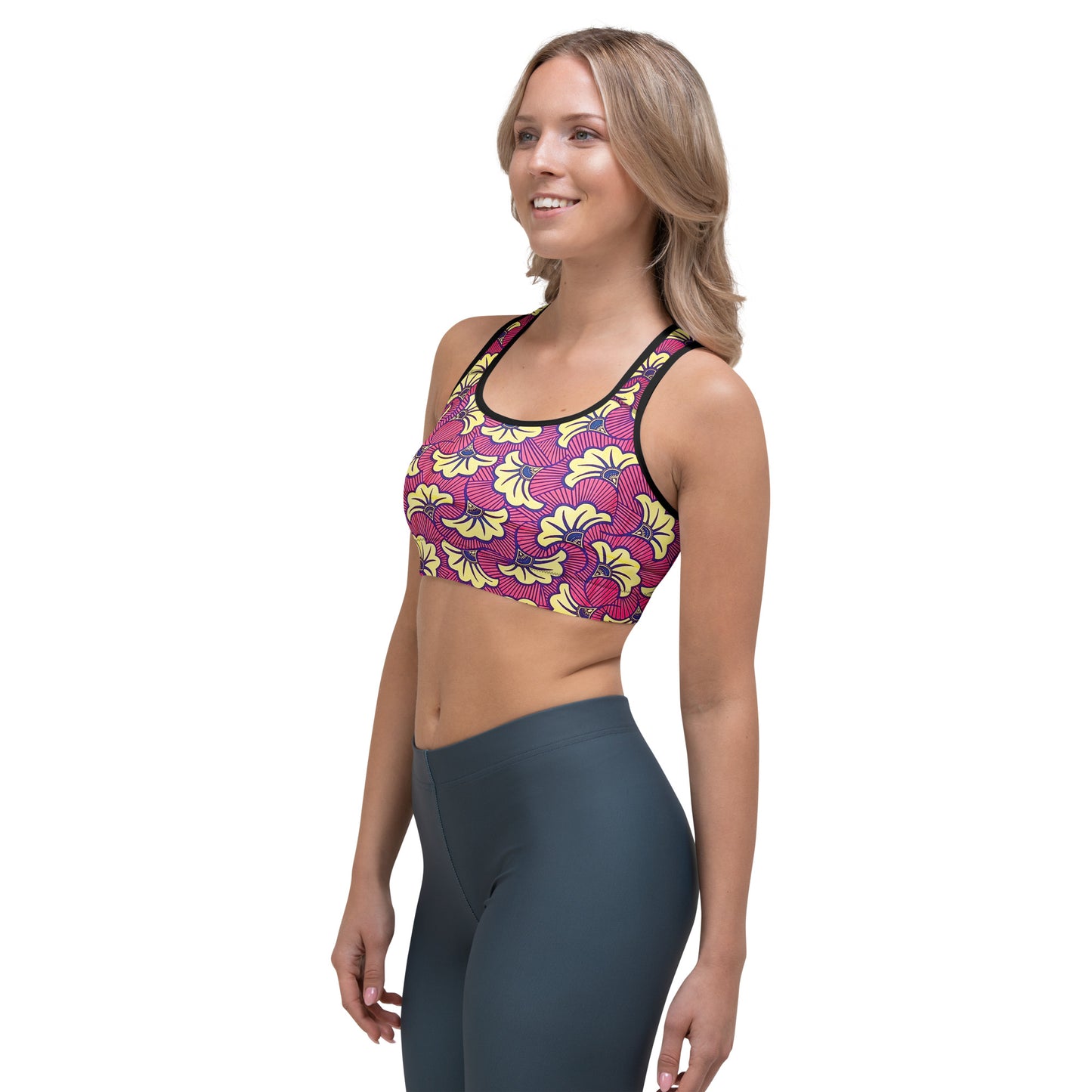 Fleur Bloom Racerback Sports Bra - Moisture-Wicking Performance Stretch