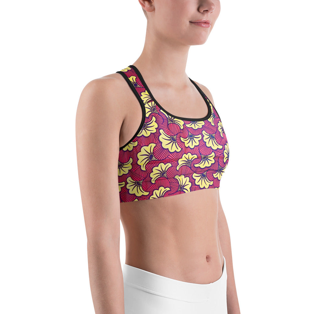 Fleur Bloom Racerback Sports Bra - Moisture-Wicking Performance Stretch