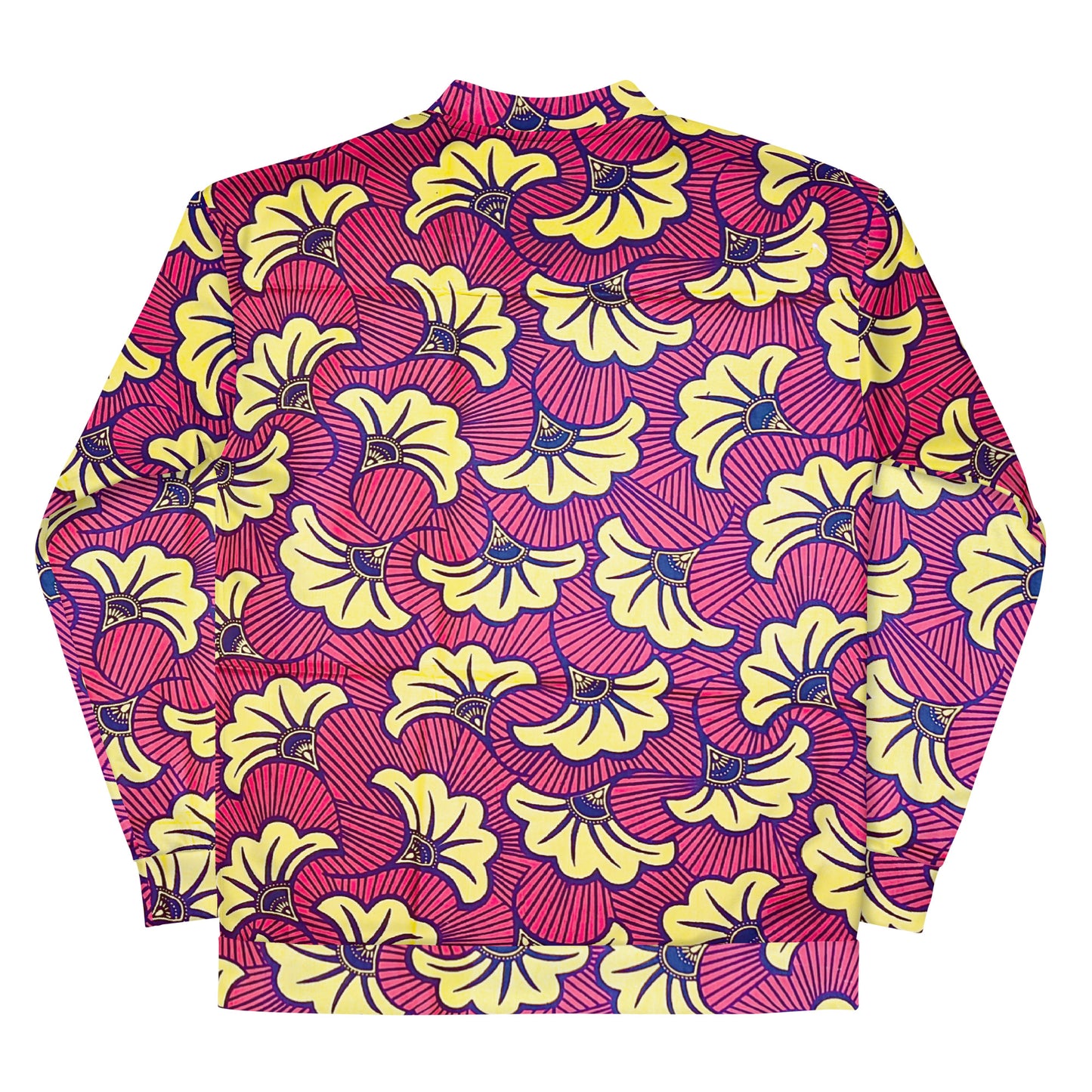 African Print Fleur Unisex Bomber Jacket — All-Over Floral Ankara Outerwear