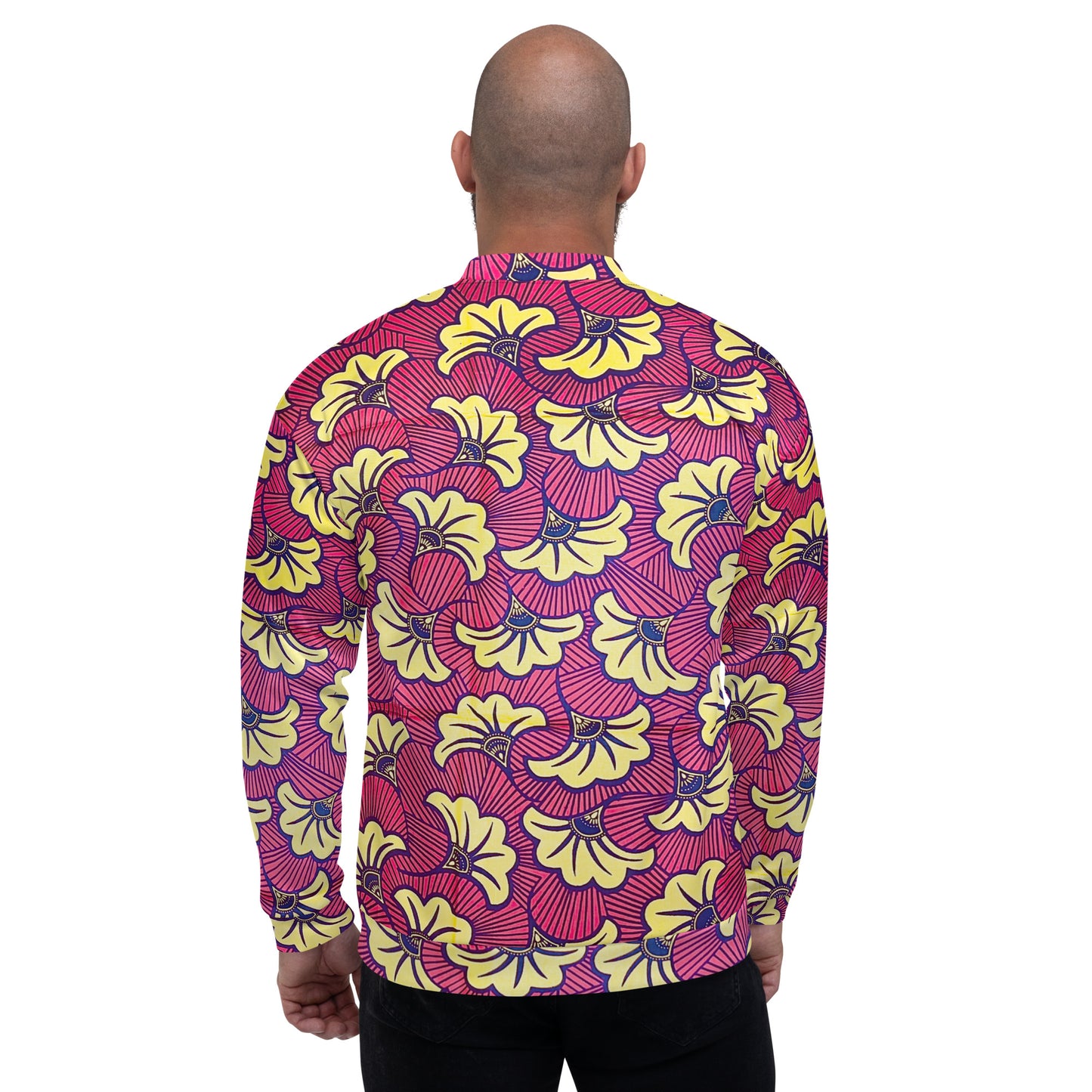 African Print Fleur Unisex Bomber Jacket — All-Over Floral Ankara Outerwear
