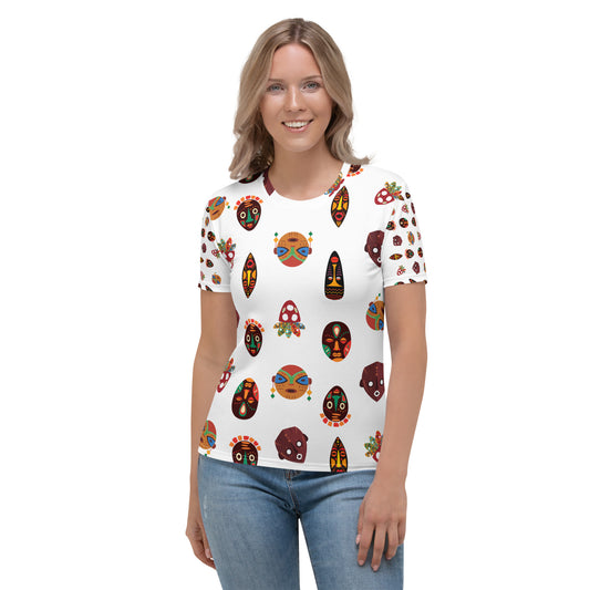 Chi Tribal Mask Multi-Face Short Sleeve Women's T-shirt