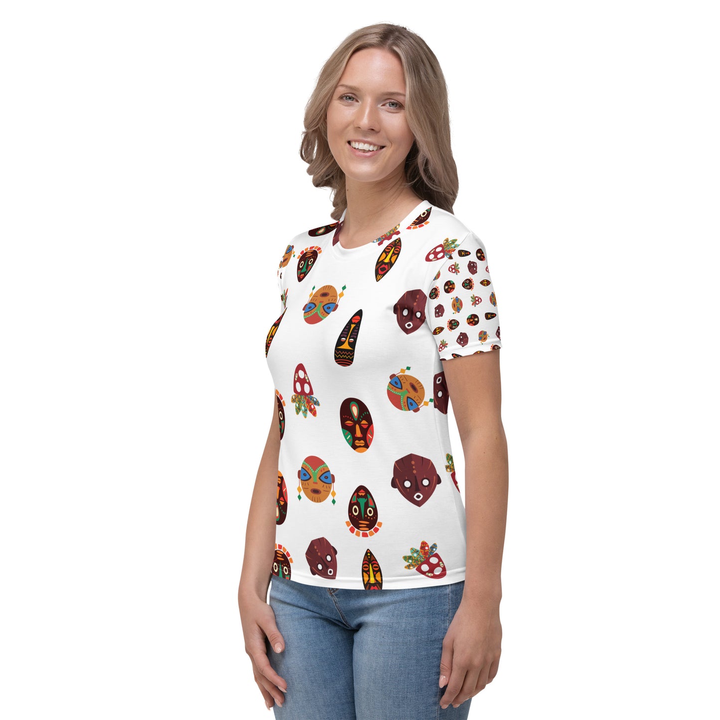 Chi Tribal Mask Multi-Face Short Sleeve Women's T-shirt