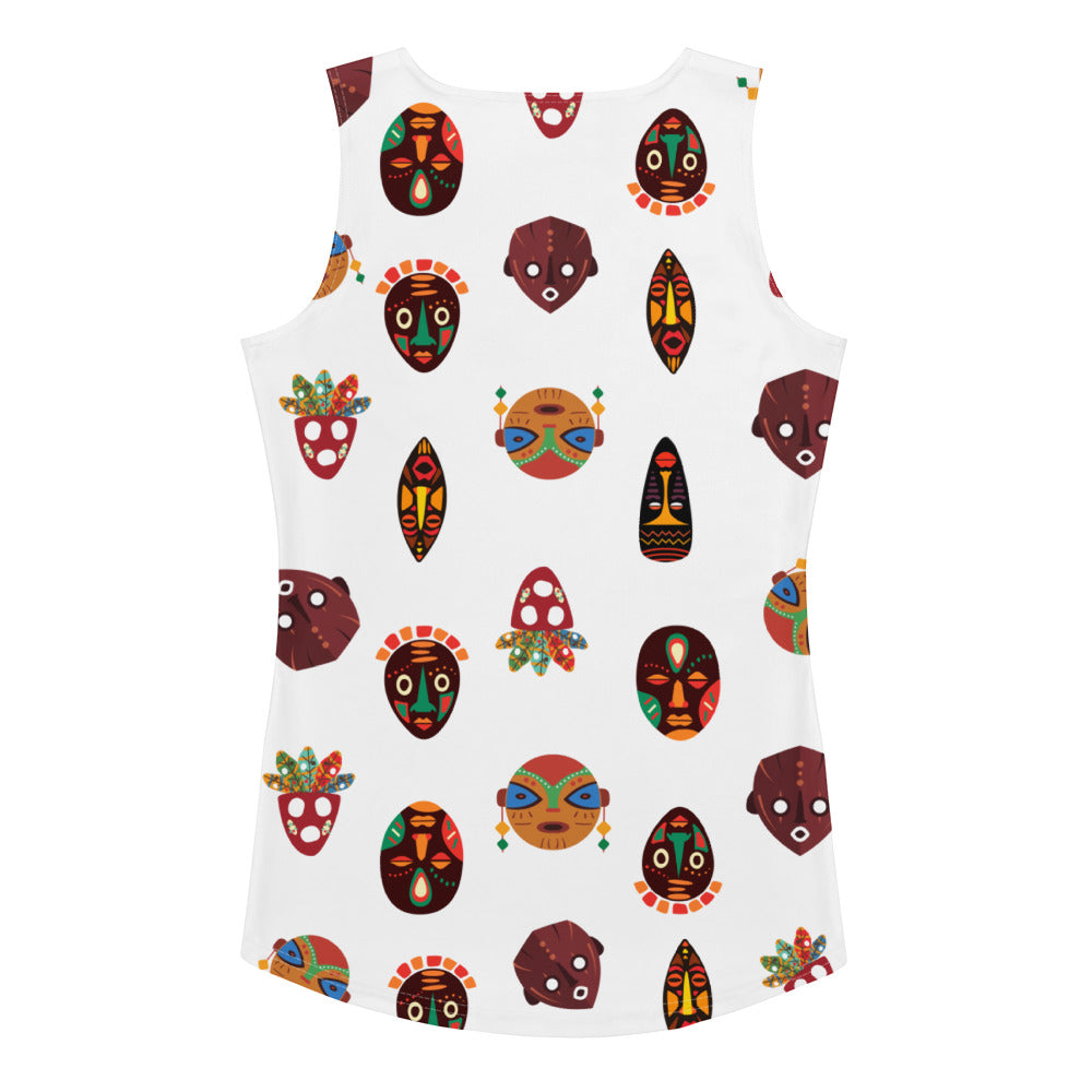 Chi Mask Motif Women's Tank Top - Microfiber High-Performance Stretch