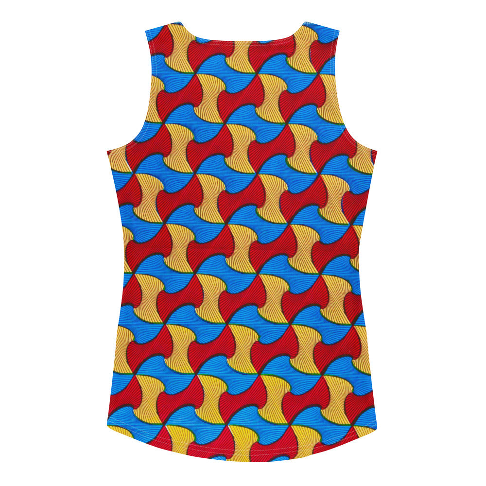Santi Wave Women’s Ankara Print Tank Top - Microfiber Stretch