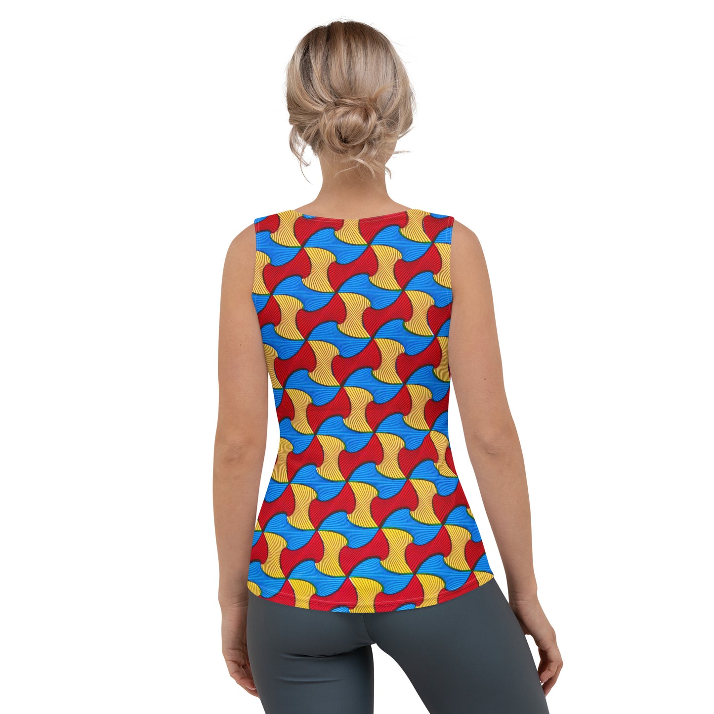 Santi Wave Women’s Ankara Print Tank Top - Microfiber Stretch
