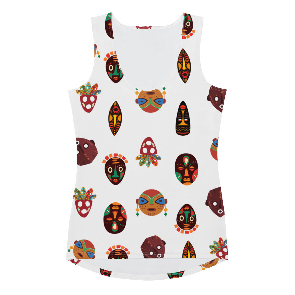 Chi Mask Motif Women's Tank Top - Microfiber High-Performance Stretch