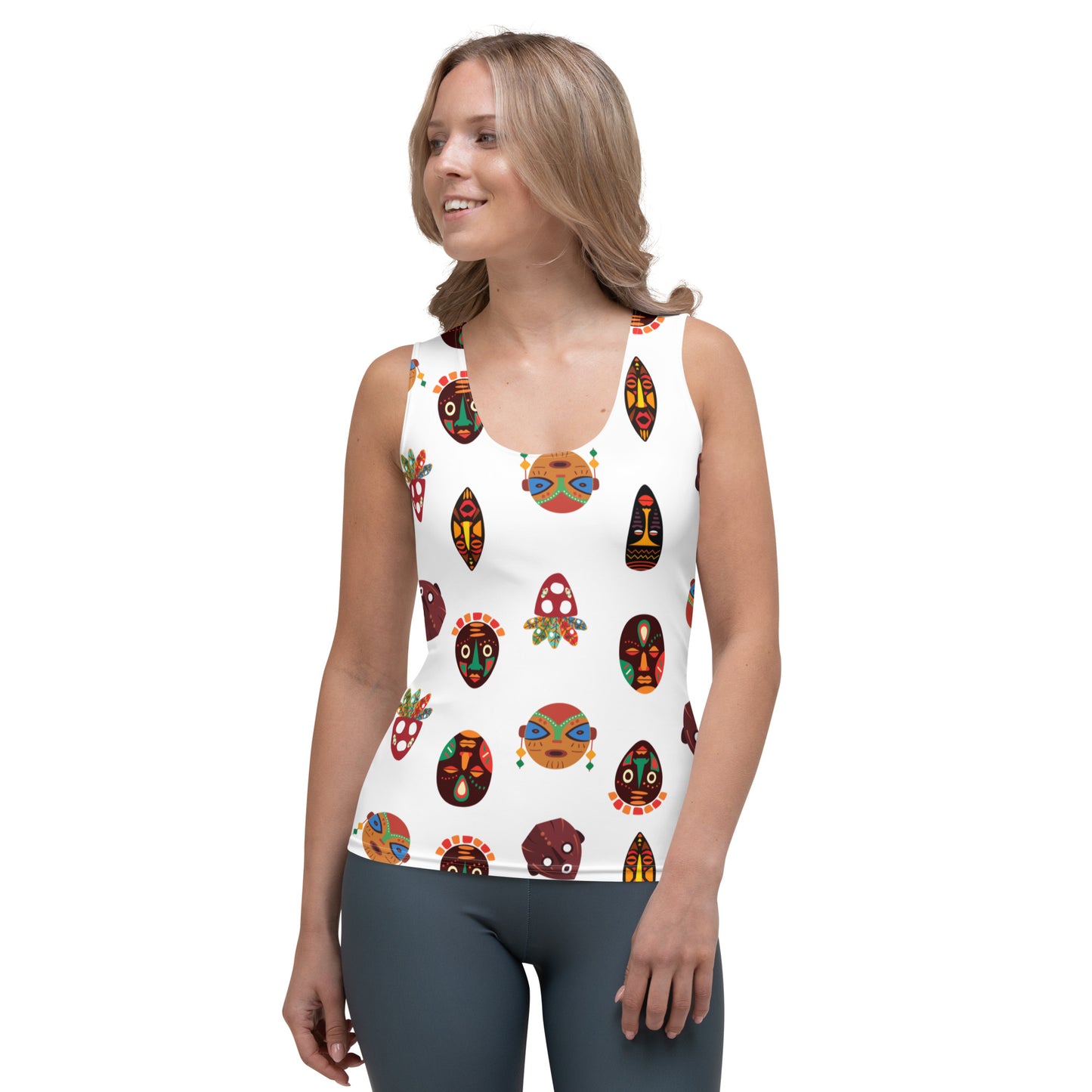 Chi Mask Motif Women's Tank Top - Microfiber High-Performance Stretch