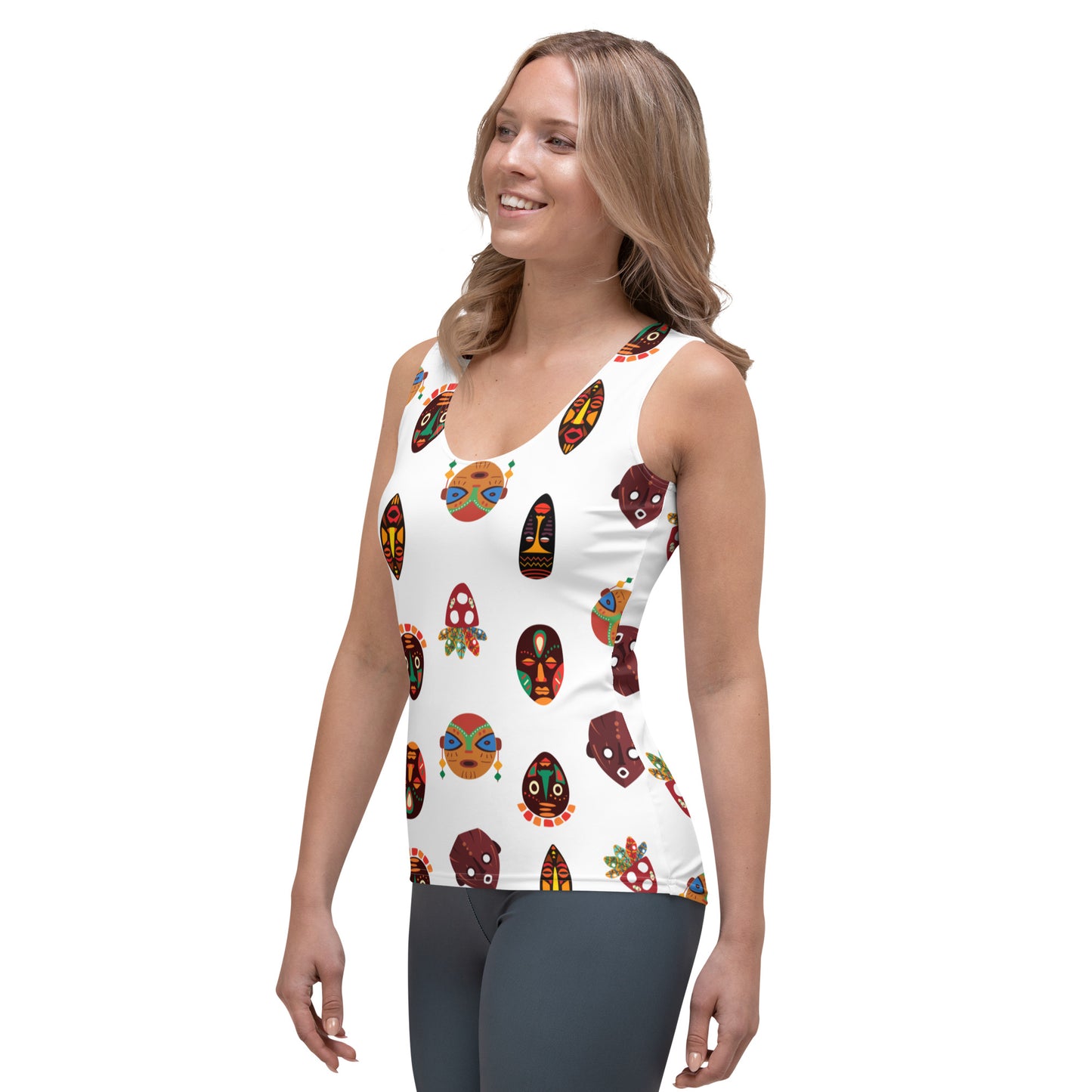 Chi Mask Motif Women's Tank Top - Microfiber High-Performance Stretch
