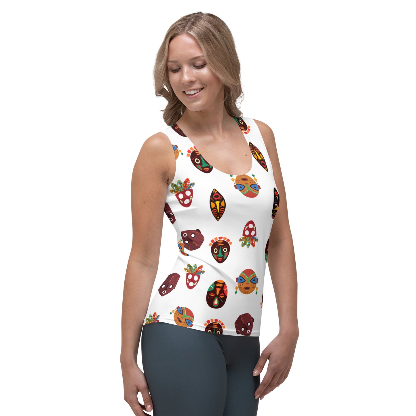 Chi Mask Motif Women's Tank Top - Microfiber High-Performance Stretch